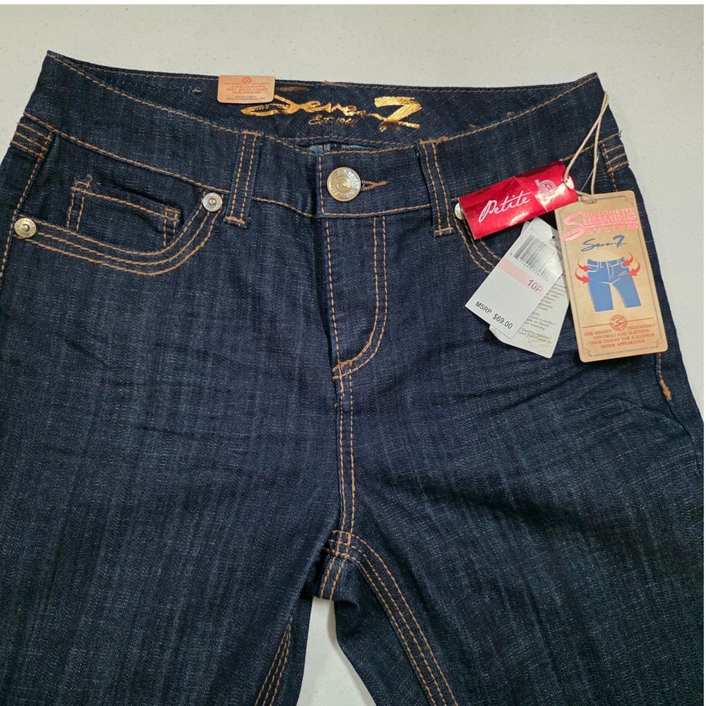 Women's Seven7 Petite Silhouette Slimming Straight Leg Jeans Dark Wash 10P  NWT
